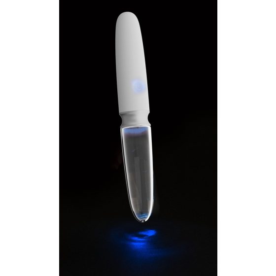 Liaison - akumulatora, silikona-stikla LED vibrators (caurspīdīgi balts)