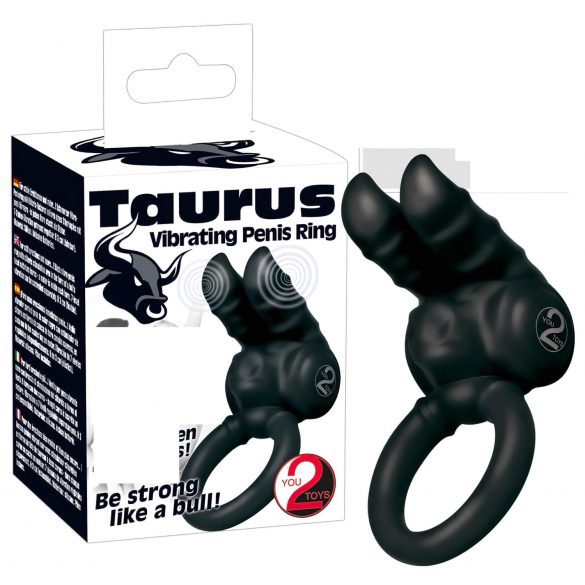 You2Toys - Taurus - dubultais motora vibrējošs dzimumlocekļa gredzens (melns) 