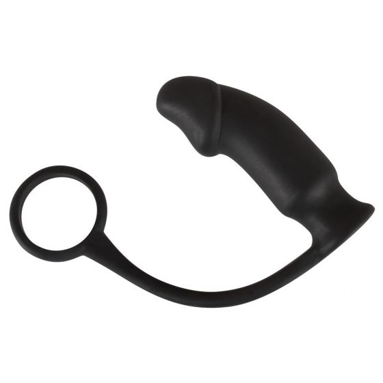 Black Velvet anālais vibrators ar dzimumlocekļa gredzenu (melns)
