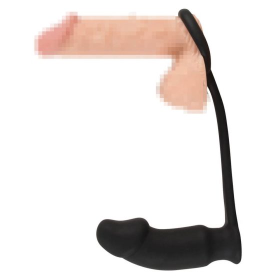 Black Velvet anālais vibrators ar dzimumlocekļa gredzenu (melns)