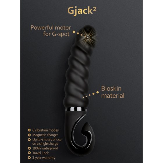 Gvibe G-jack 2 akumulators, ūdensizturīgs silikona vibrators (melns)