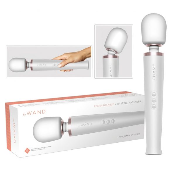 le Wand - ekskluzīvs, uzlādējams masāžas vibrators (balts) 