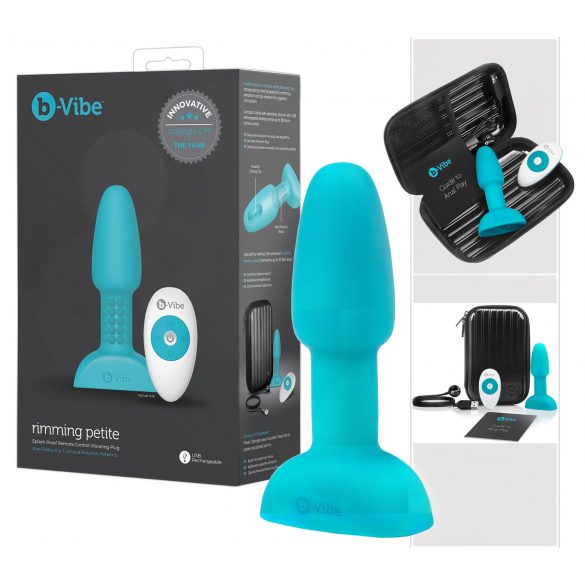 b-Vibe Rimming - rotējošais pērliņu anālais vibrators (tirkīzs) 