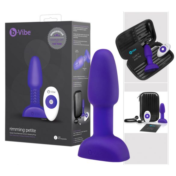 b-Vibe Rimming - griešanās pērlīšu anālais vibrators (violets) 