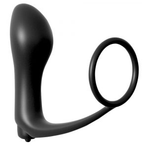Analfantasy - anālais vibrators ar dzimumlocekļa gredzenu (melns)