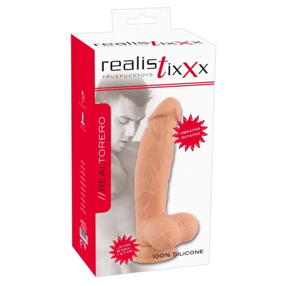 realistixxx Torero - ar akumulatoru, ar piesūcekni, rotējošs vibrators (22 cm) 