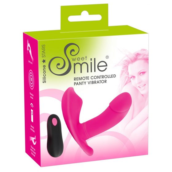 SMILE Panty - akumlatorkas, vadiovilnis piestiprināms vibrators (rozā)