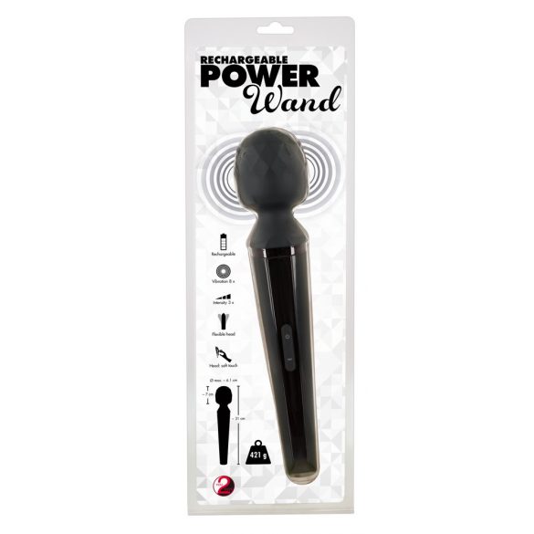 You2Toys Power Wand - uzlādējams masāžas vibrators (melns) 