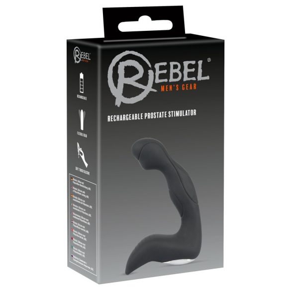 Lettonian: Rebel - rechargeable, beginner, wavy prostate vibrator (black)