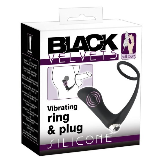 Black Velvet - silikoonist anaalvibraator ja peeniserõngas (must)