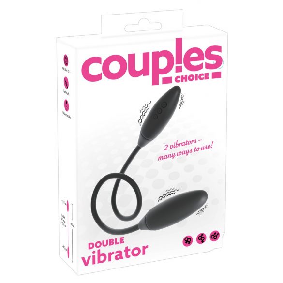 Pāru Izvēle - uzlādējams, dubultais vibrators (melns) 