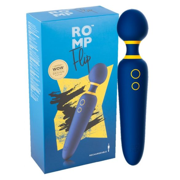 ROMP Flip Wand - uzlādējams, ūdensizturīgs masāžas vibrators (zils) 