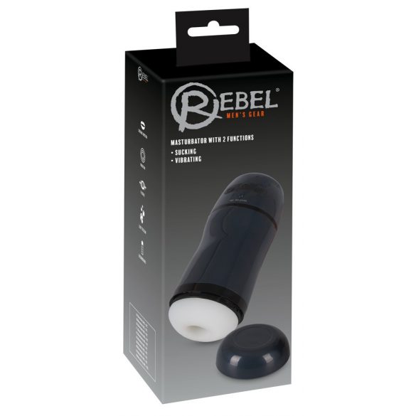 Rebel - 2in1 sūcējs, vibrējošs masturbators (melns) 