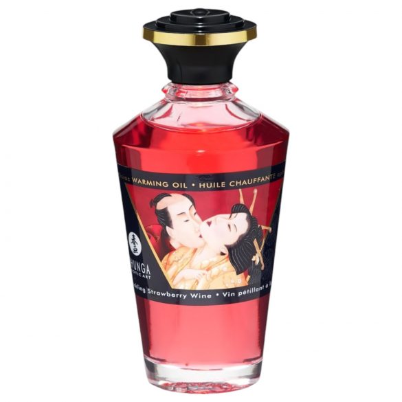 Shunga - sildošas masāžas eļļa - šampanietis-zemene (100ml) 