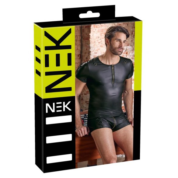 NEK - mati efektīvs, īsām piedurknēm vīriešu tops (melns) - XL