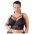 Cottelli Plus Size - mežģīņu krūšturis ar siksniņām (melns)  - 90D