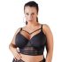 Cottelli Plus Size - mežģīņu krūšturis ar siksniņām (melns)  - 90D