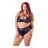 Cottelli Plus Size - krustotu siksnu krūšturis un apakšbikses (melns) - 85E/L