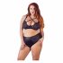 Cottelli Plus Size - krustotu siksnu krūšturis un apakšbikses (melns) - 85E/L