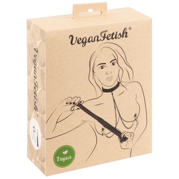 Vegan Fetish - disciplinēšanas komplekts (melns) - 3 daļas 