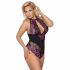 Cottelli Plus Size - ziedu rakstu bodijs (melns-violets) 