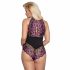 Cottelli Plus Size - ziedu rakstu bodijs (melns-violets) 