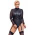 Cottelli Bondage Plus Size - mežģīņu piedurkņu bodijs (melns)  - 2XL