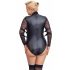 Cottelli Bondage Plus Size - mežģīņu piedurkņu bodijs (melns)  - 2XL