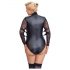 Cottelli Bondage Plus Size - mežģīņu piedurkņu bodijs (melns)  - 3XL