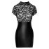 Noir - pitskaunistusega läikiv kleit korsettiga (must) - M