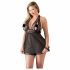 Cottelli Plus Size - mežģīņu viegla babydoll (melns) 