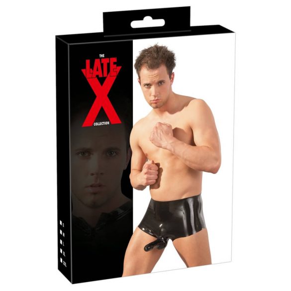 LATEX - bokseršorti ar dzimumlocekļa piedurkni (melni)  - L/XL