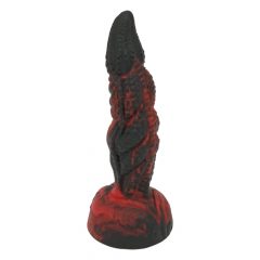  OgazR Pokol Dong- tapadótalpas texturált dildó - 20 cm (fekete-piros)