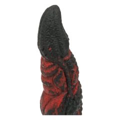   OgazR Pokol Dong- tapadótalpas texturált dildó - 20 cm (fekete-piros)