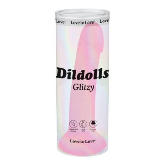 Dildolls Glitzy - tapadótalpas szilikona dildo (rozā)
