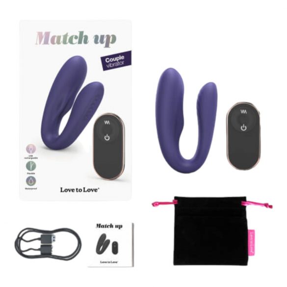 Love to Love Match up - akumulators, radio vadību pāru vibrators (violets)