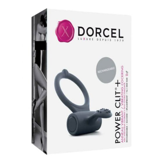 Dorcel Power Clit Plus - akumulatora, vibrējošā dzimumlocekļa gredzens (melns)