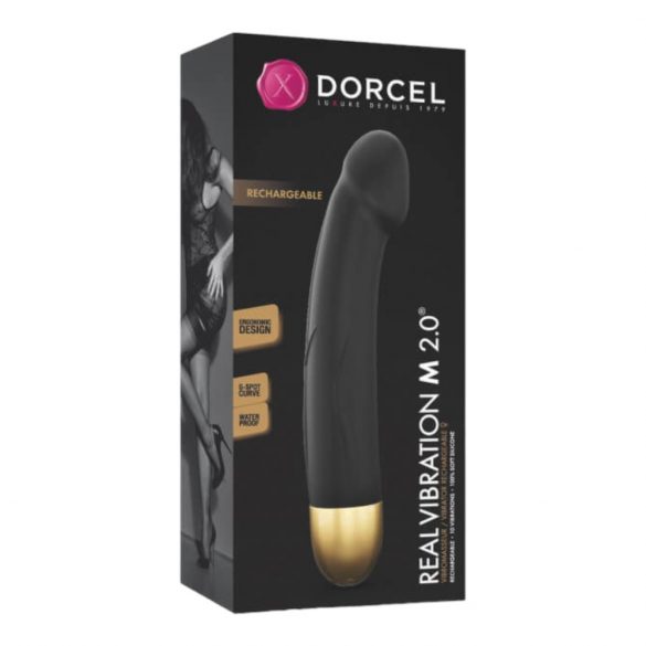 Dorcel Real Vibration M 2.0 - akumulatora vibrators (melns-zelts) 