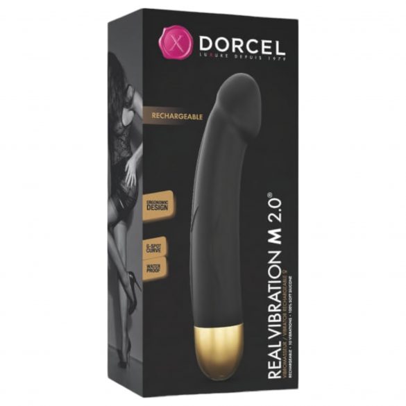 Dorcel Real Vibration M 2.0 - akumulatora vibrators (melns-zelts) 