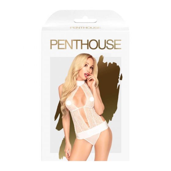 Penthouse Perfect Lover - augstās kakla lentes bodijs (balts)