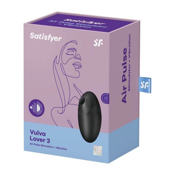 Satisfyer Vulva Mīļotājs 3 - akumulatora, gaisa viļņu klitora stimulators (melns)