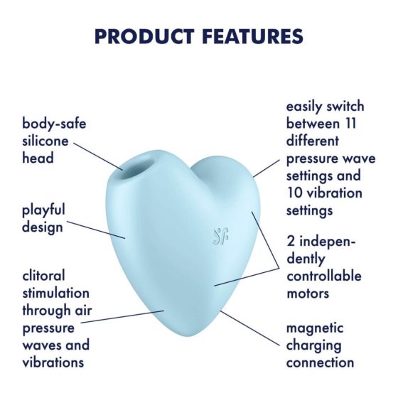 Satisfyer Cutie Heart - akumulators, gaisa viļņu klitora vibrators (zils)