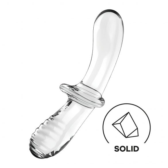 Satisfyer Double Crystal - divpusējs stikla dildo (caurspīdīgs) 