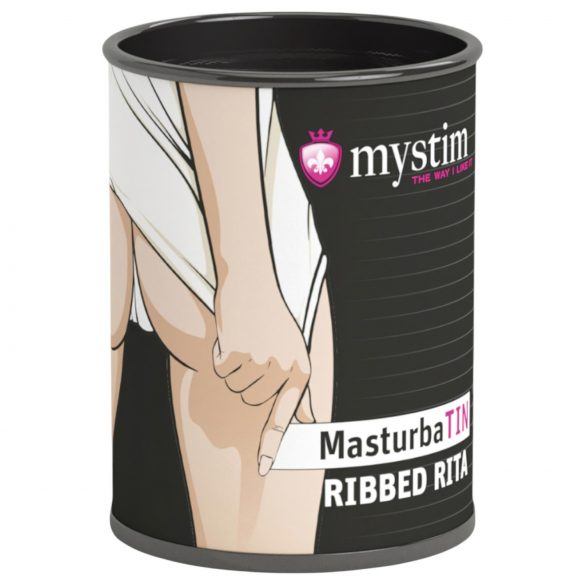 Mystim MasturbaTIN Ribbed Rita - ribainais masturbators (balts)