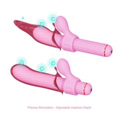   Magic Stick - vibrators ar maināmu klitora stimulācijas uzgali (rozā)
