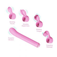   Magic Stick - vibrators ar maināmu klitora stimulācijas uzgali (rozā)