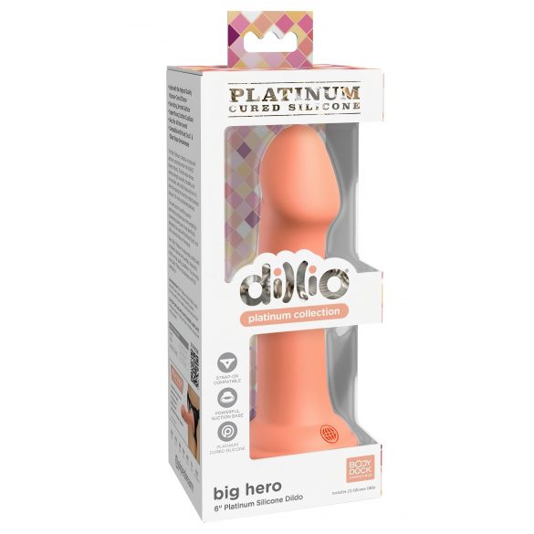 Dillio Lielais Varonis - piesūcekņa silikona dildo (17 cm) - oranžs 