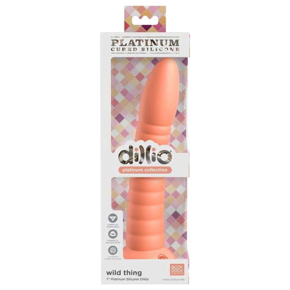 Dillio Wild Thing - ar piesūcekni, rievots dildo (19 cm) - oranžs 