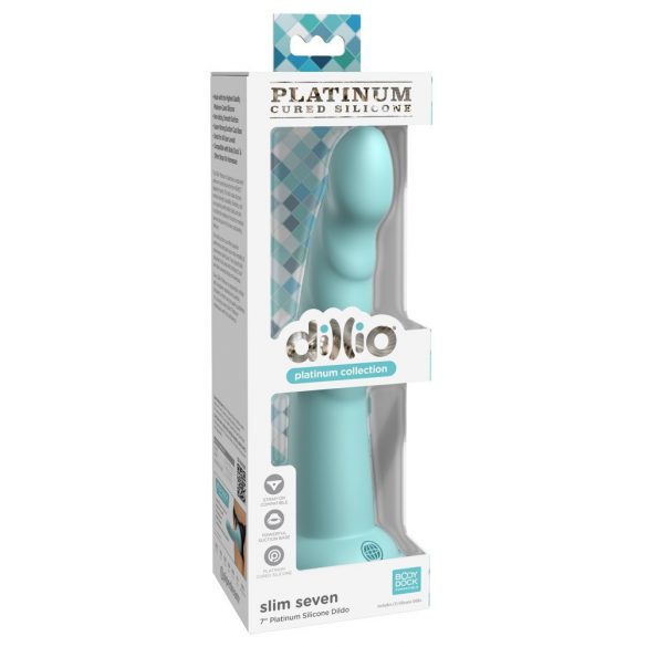 Dillio Slim Seven - piesūceknis stimulējošs dildo (20cm) - tirkīza 