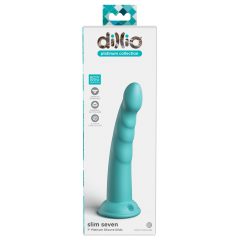   Dillio Slim Seven - pieejaisa piesūceknis stimulējoša dildo (20cm) - tirkīzzils
